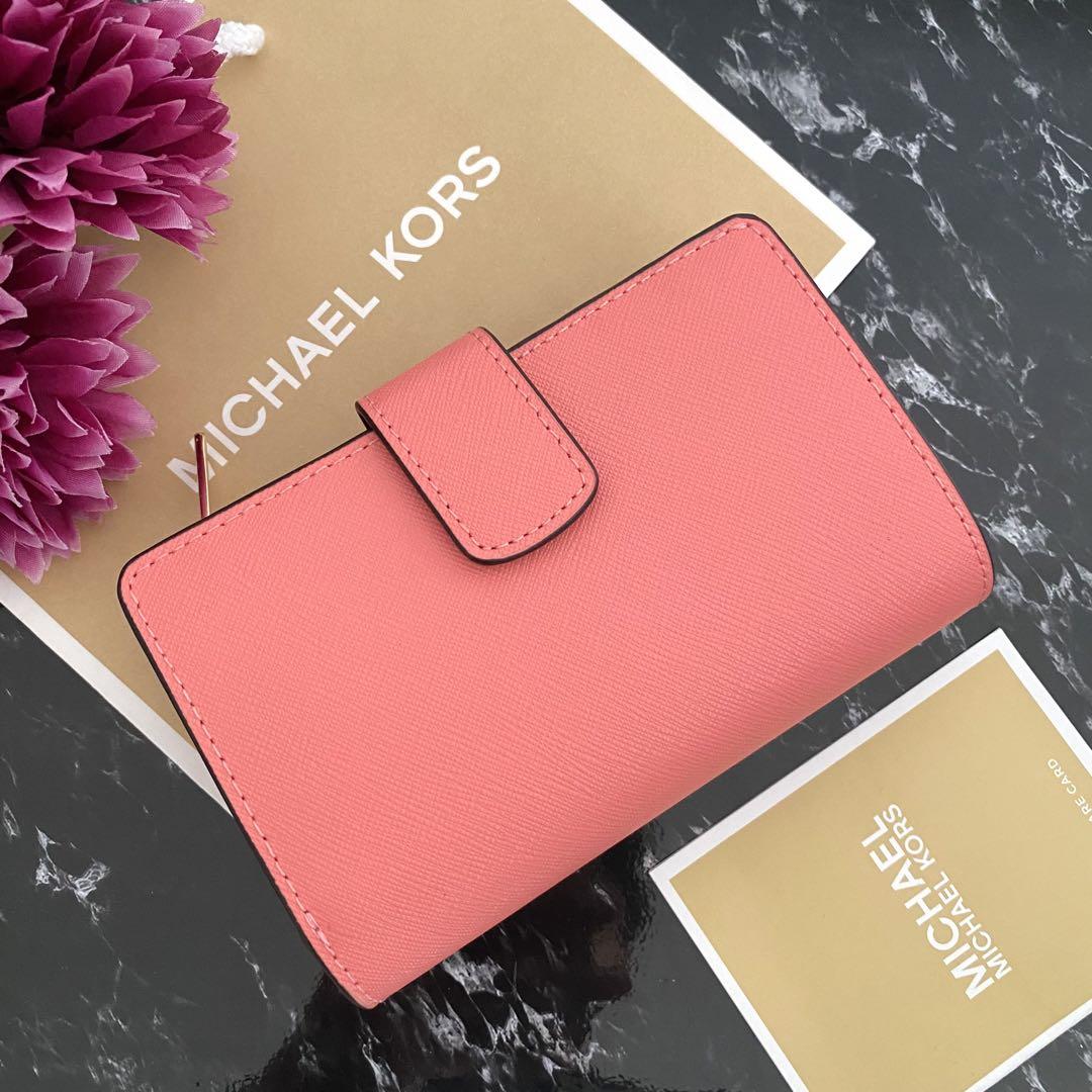 最高の品質 ♩MICHAEL KORS サーモンピンク 折り財布 財布 マイケルコース 小物