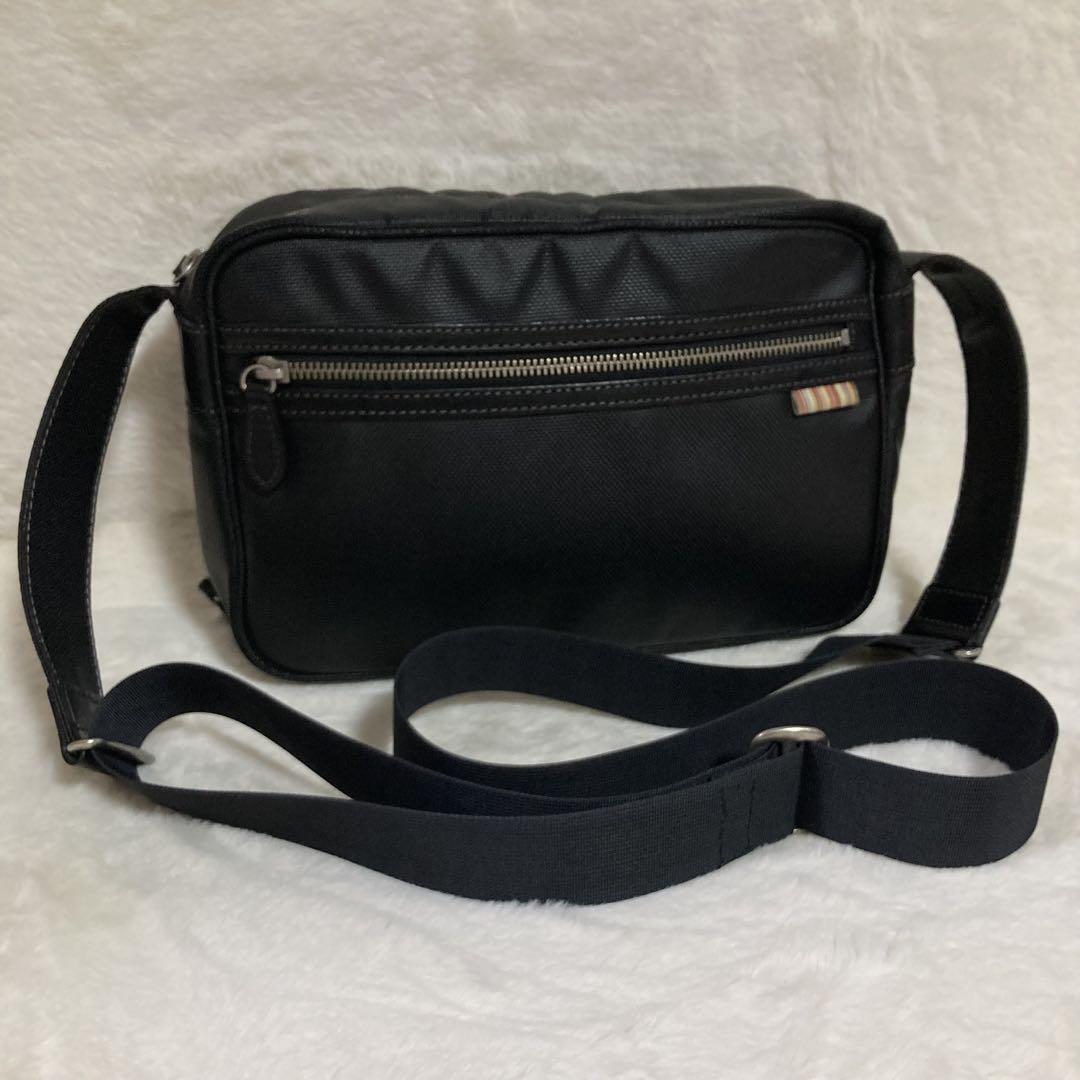 美品　ポールスミス　ショルダーバッグ　ポシェット　マルチストライプ　ブラック 良品 ポールスミス ショルダーバッグ ポシェット マルチ