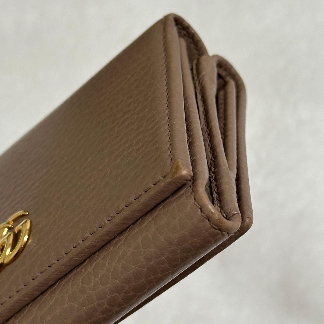 GUCCI 財布 三つ折り ミニ コンパクト GGマーモント ピンク ベージュ