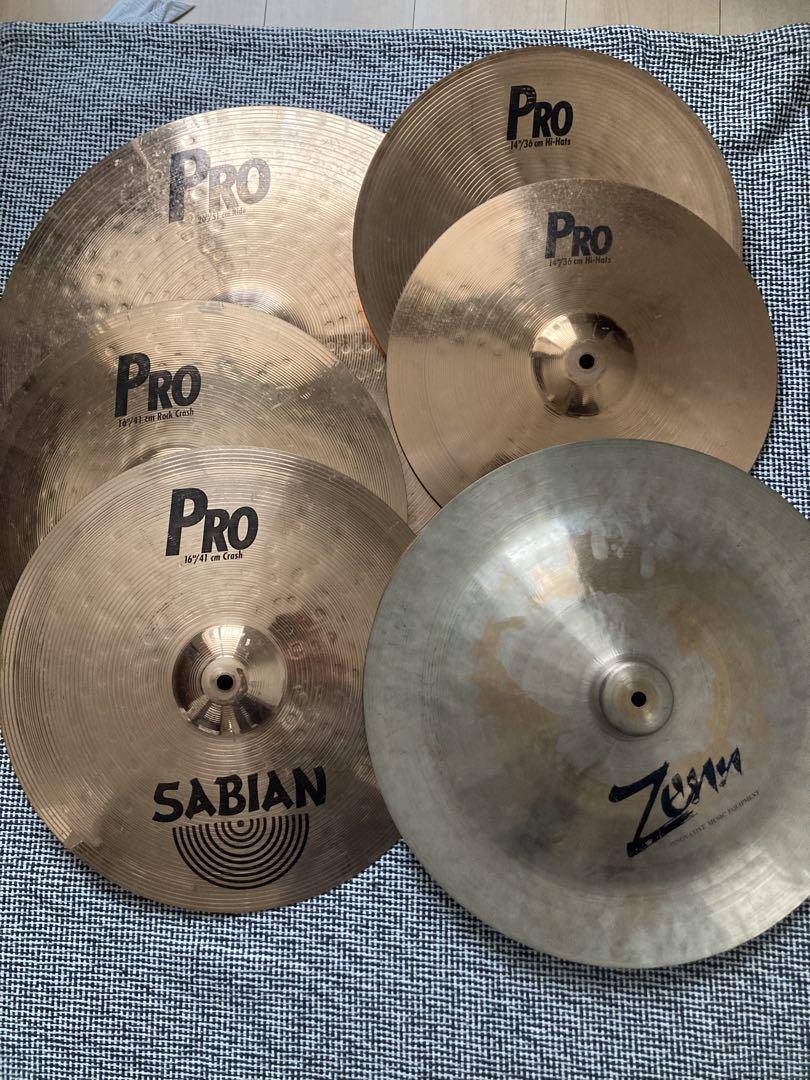 SABIAN PRO 5枚+Zenn チャイニーズ 1枚 計6枚セット ケース付ドラム