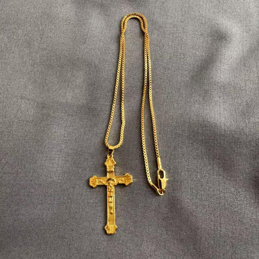 純金 チェーンネックレス 十字架ペンダント 重量 9.12g 極美品アクセサリー