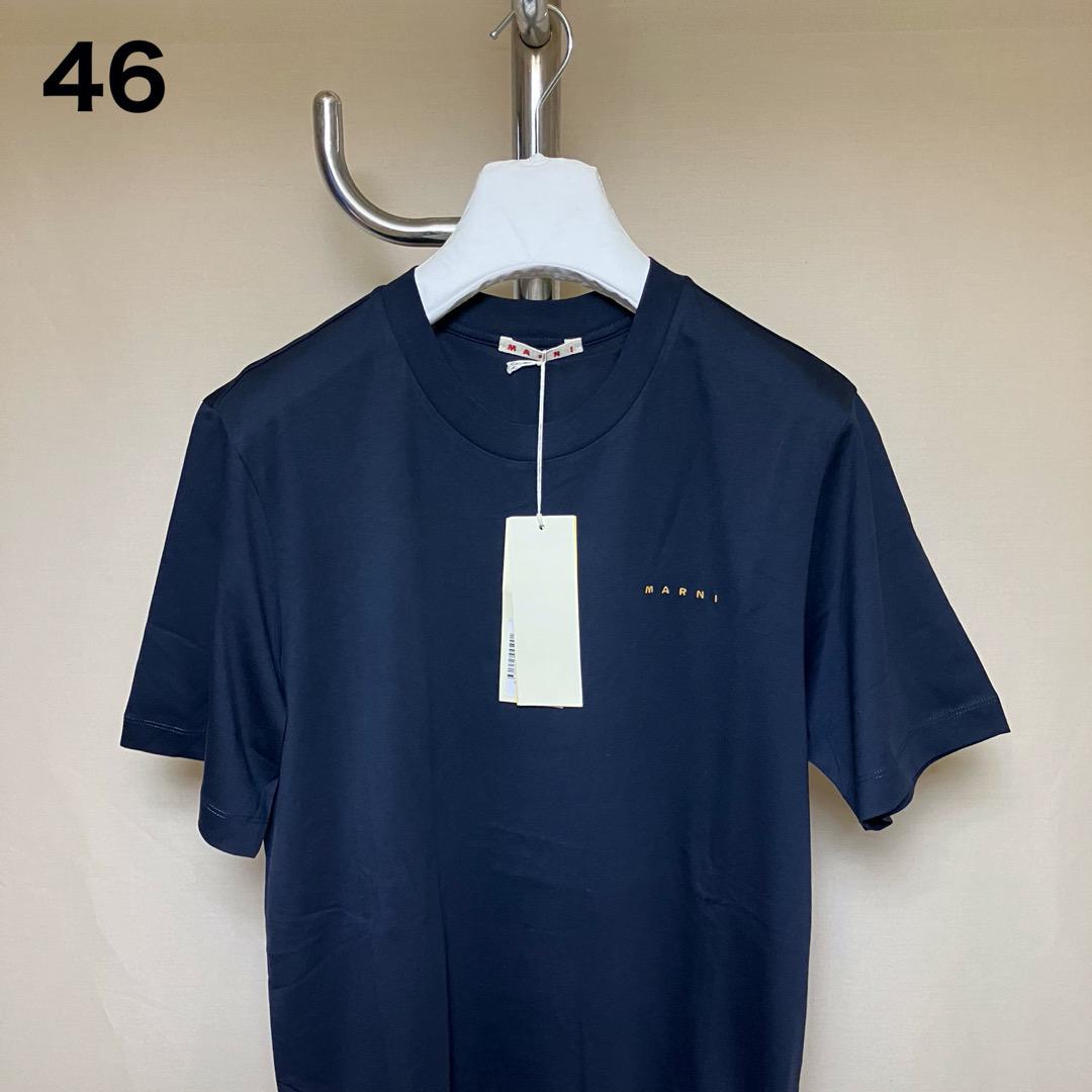 新品 46 23aw MARNI 胸ミニロゴ Tシャツ ネイビー 6085Hiro1313マルニ23aw