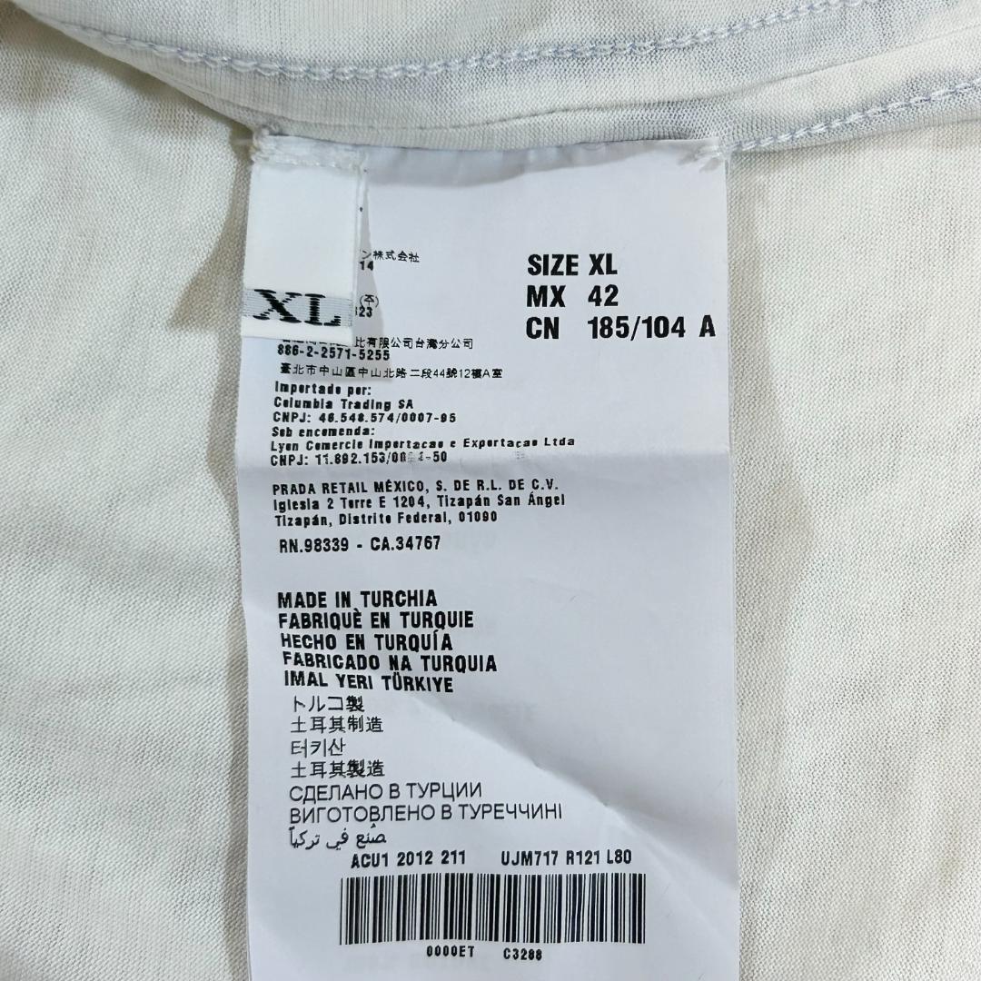 美品　PRADA　プラダ　ポロシャツ　半袖　ホワイト　ブルー　大きいサイズ　XL
