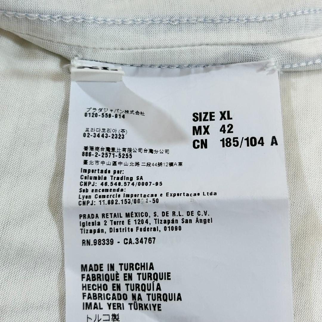 美品　PRADA　プラダ　ポロシャツ　半袖　ホワイト　ブルー　大きいサイズ　XL