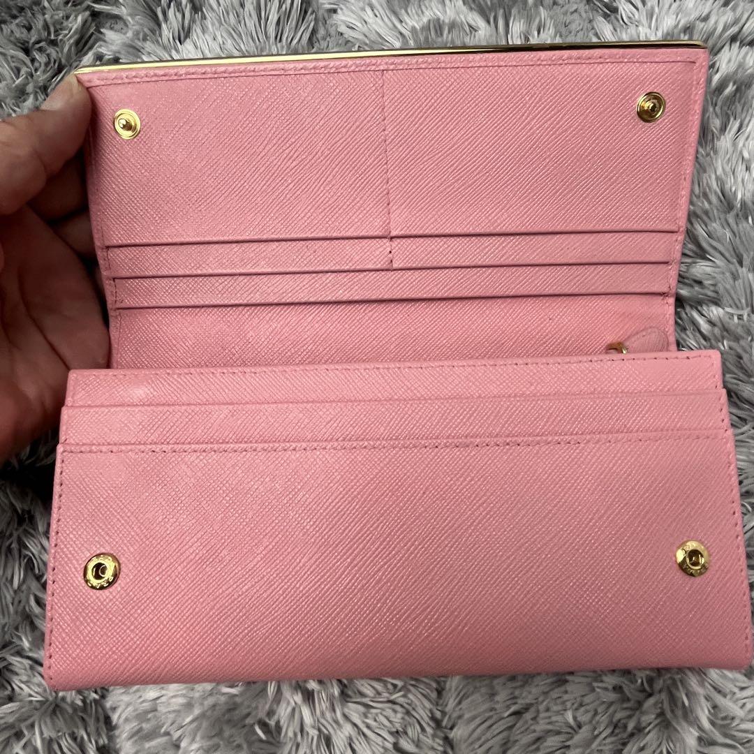 良品✨PRADA カードケース付　サフィアーノ　メタルロゴ　メタルバー　ピンク