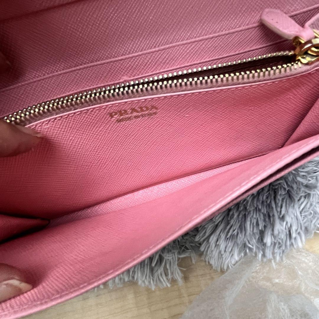 良品✨PRADA カードケース付　サフィアーノ　メタルロゴ　メタルバー　ピンク