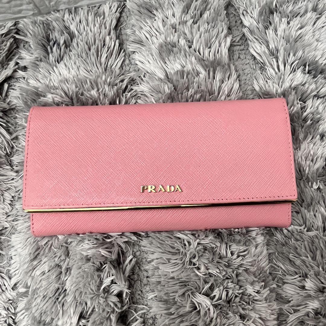 良品✨PRADA カードケース付　サフィアーノ　メタルロゴ　メタルバー　ピンク