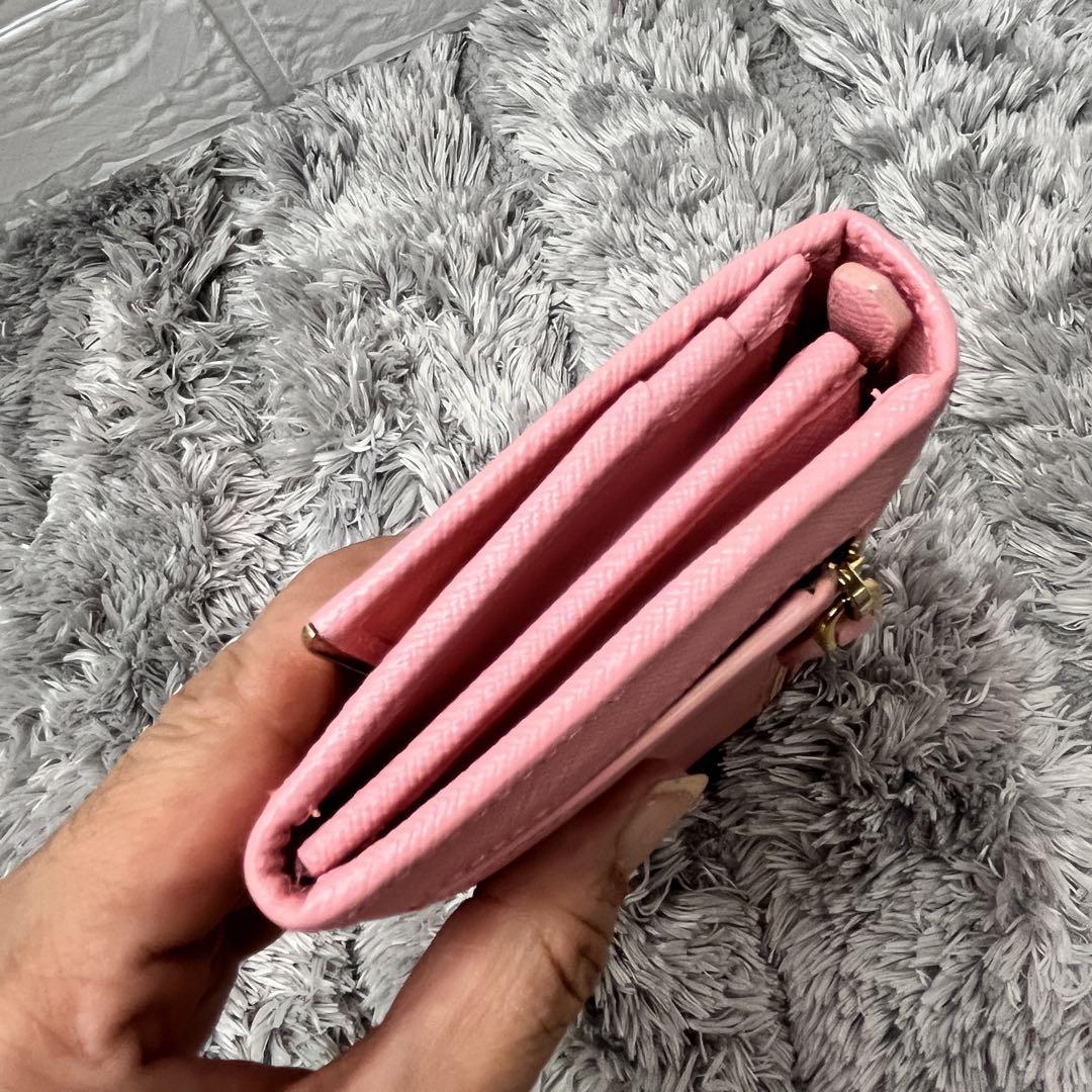 良品✨PRADA カードケース付　サフィアーノ　メタルロゴ　メタルバー　ピンク