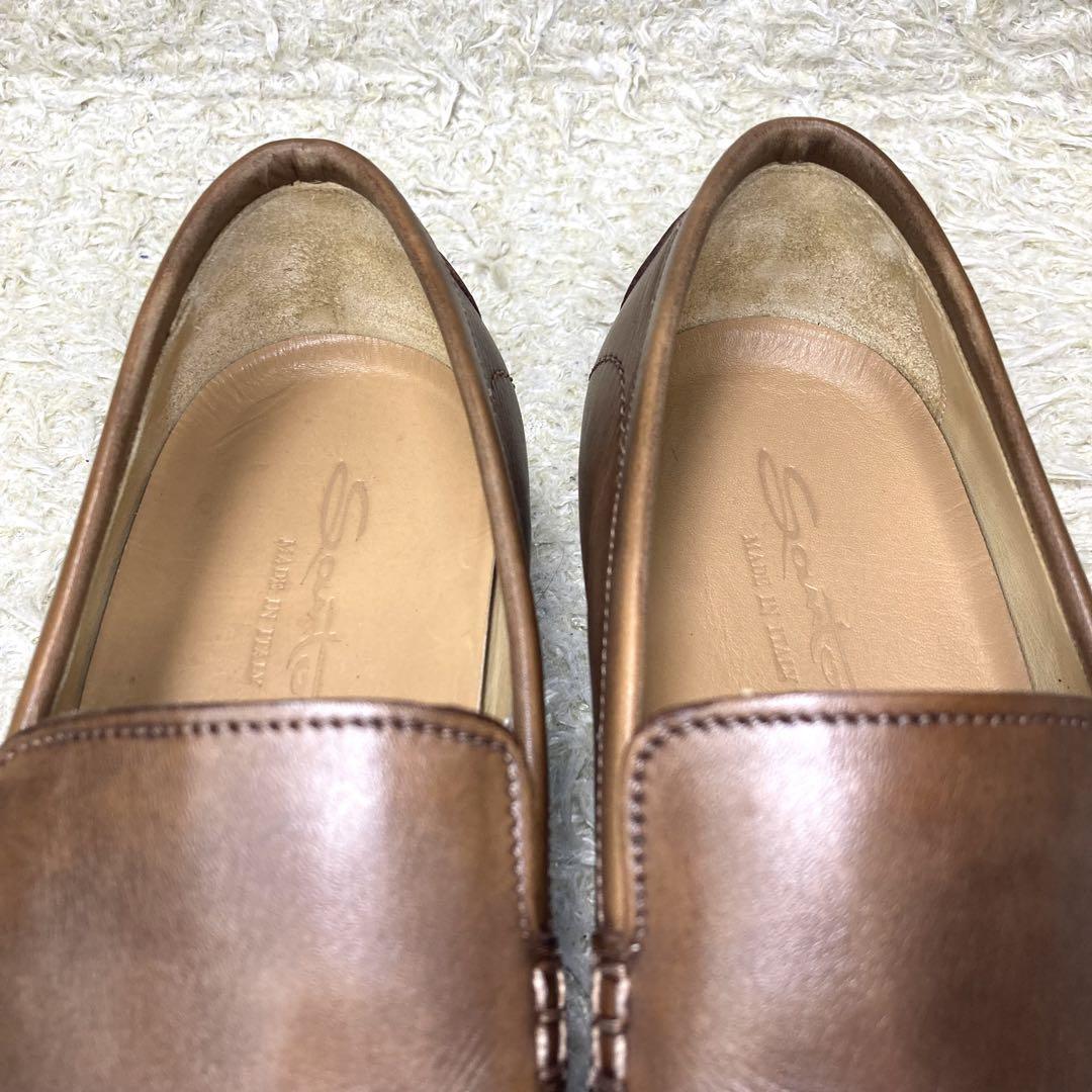 『美品』Santoni サントーニ　ローファー  スリッポン　ブラウン　レザー
