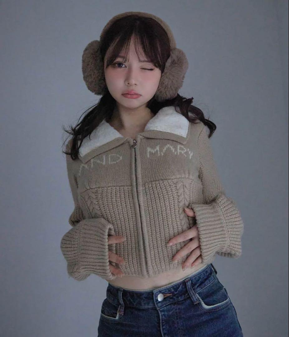 正規品 andmary Mary logo zip tops beige