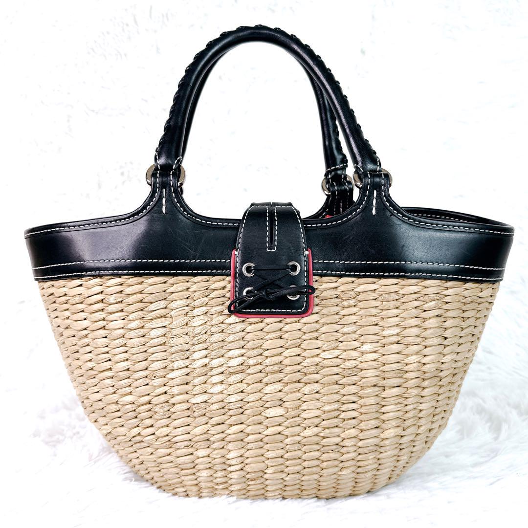 COACH かごバッグ ハンドバッグ ストロー素材 ソーホー金具