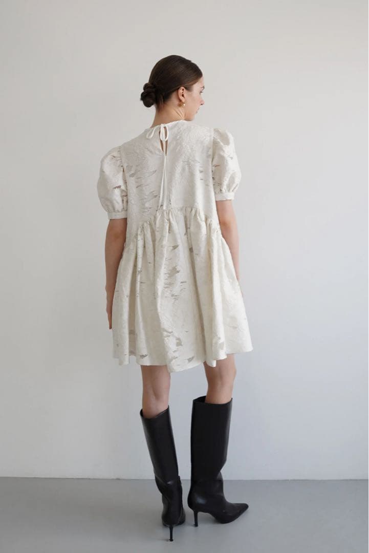 全品大幅値下げ！ Acka jacquard puff one-piece ミニワンピースFREE SIZE