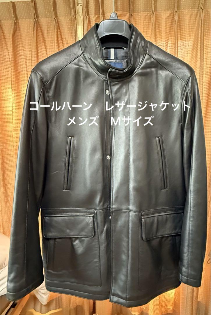コールハーン　COLE HAAN レザージャケット M 黒　ハーフコート
