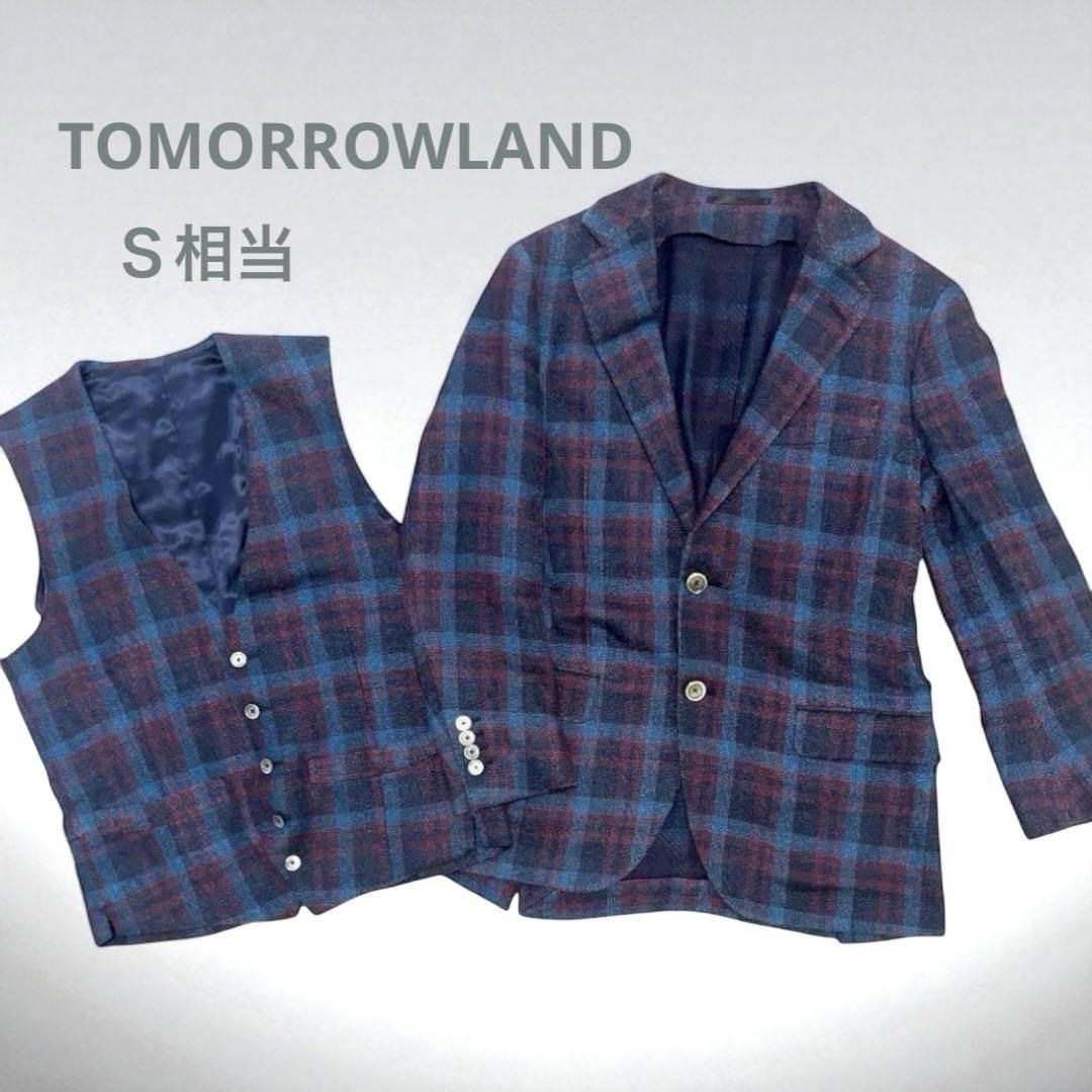 TOMORROWLAND チェック柄 テーラードジャケット 定価4.7万◇TOMORROWLAND◇テーラードジャケットグレンチェック柄46
