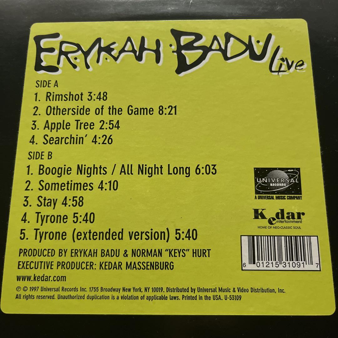美品 LP レア盤 ERYKAH BADU/Live レコード 当時モノチラシ付