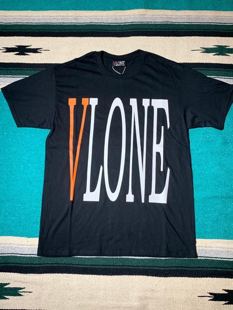 VLONE LOGO S/T BLACK ORANGE WHITE L