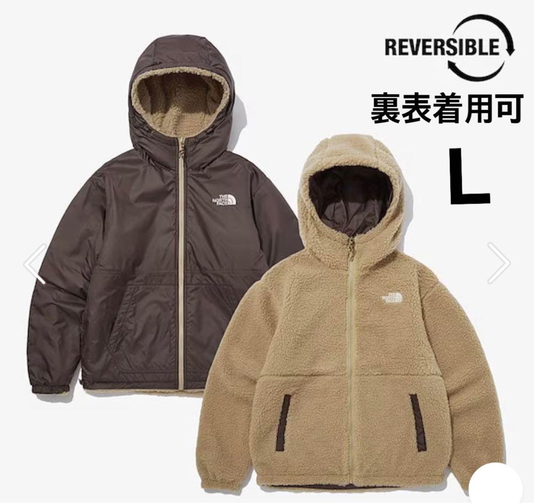 新品！ノースフェイスKorea★リバーシブル ボアフードパーカー★ロゴ刺繍入★L