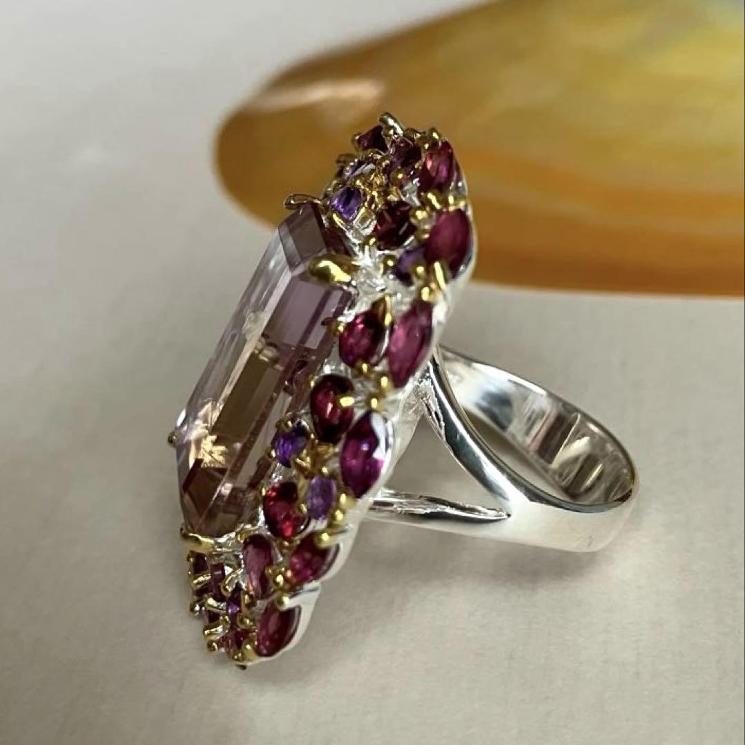 30ct アメトリン・アメジスト・ロードライトリング・指輪シルバーK18ゴールド 30ct アメトリン・アメジスト・ロードライトリング・指輪