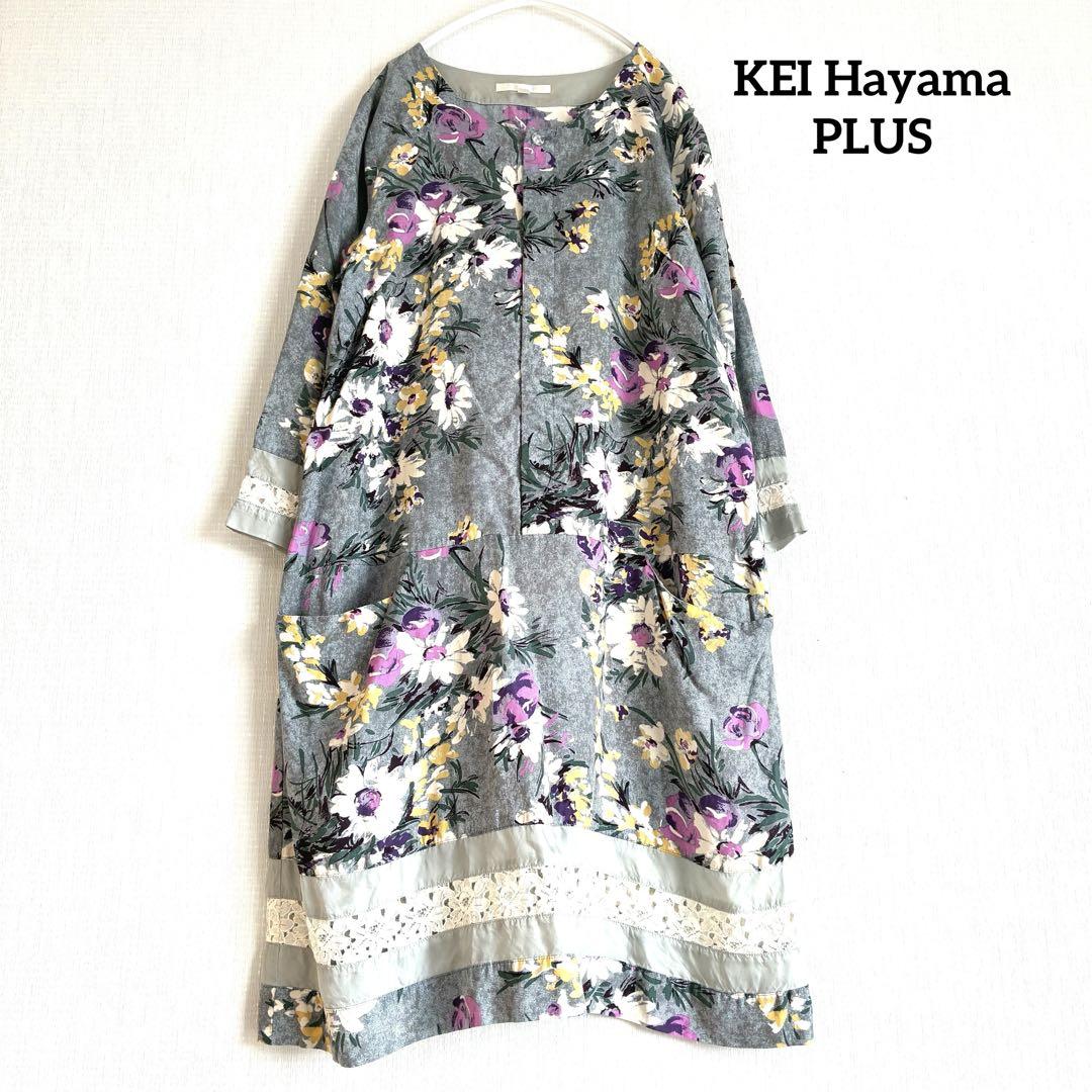 KEI Hayama PLUS　花柄　ワンピース　チュニック　フリーサイズ KEI Hayama PLUS 花柄 半袖 チュニック ワンピース F 日本製