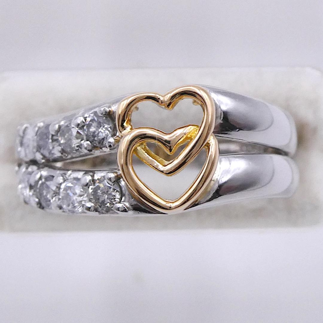 リング Pt900/K18 ダイヤモンド0.50ct 11号 オープンハート