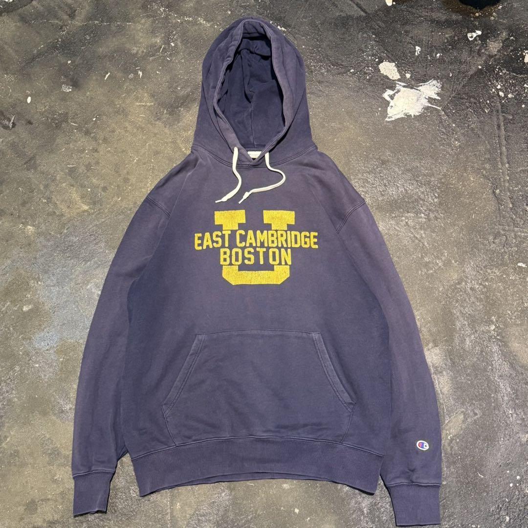 ★Champion 鬼フェード カレッジロゴ パーカー フーディー XL 茄子紺