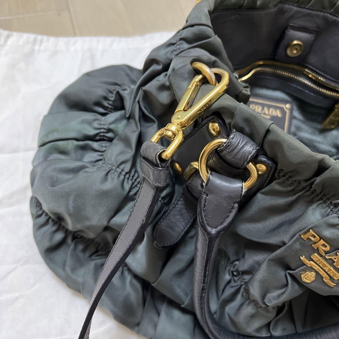 PRADA プラダ ショルダーバッグ 2way ゴールドロゴ ナイロン