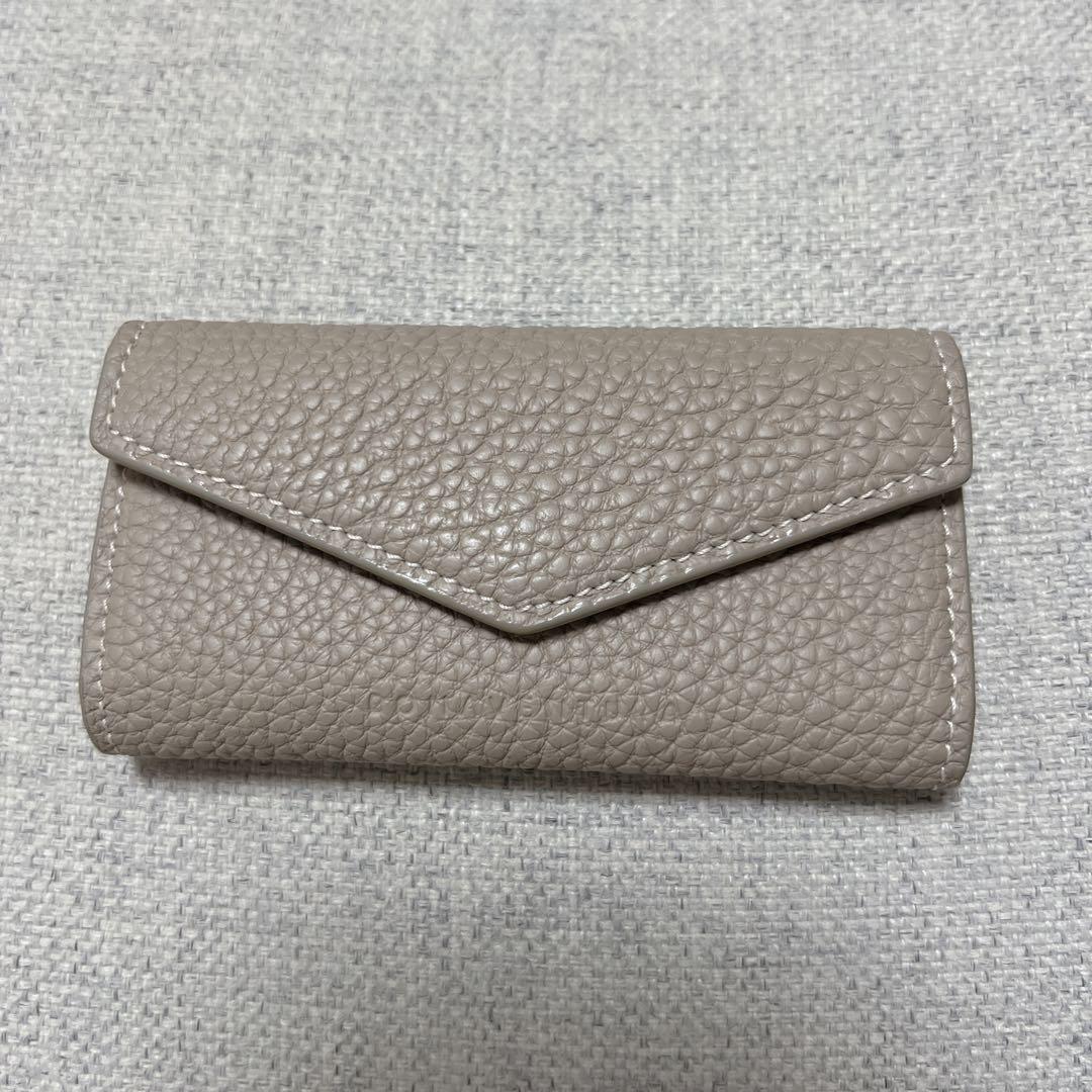 美品】ボナベンチュラ キーケース グレージュ ピンク シボ革