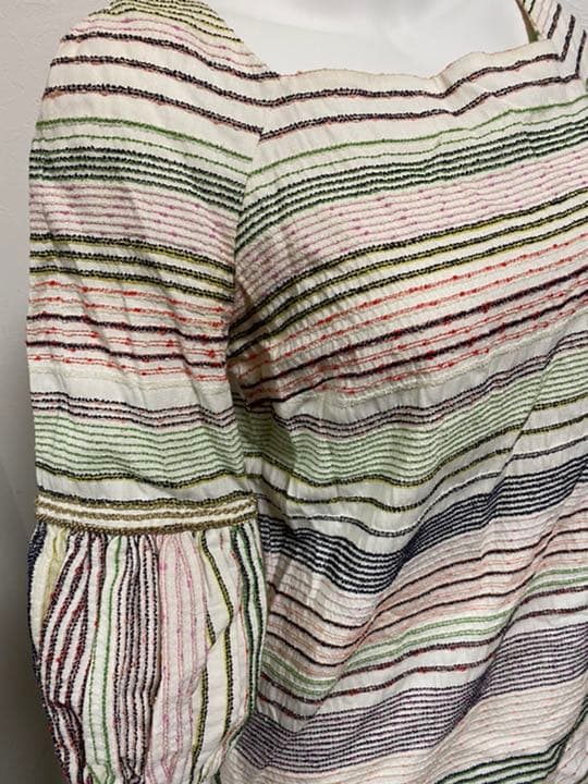 07P訳有シャネルCHANELチュニックワンピース白ボーダーマルチカラー