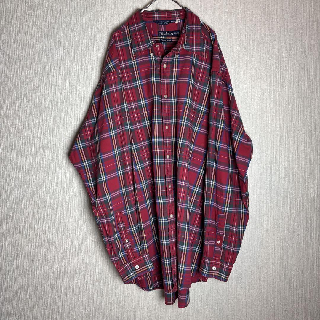90s nautica ノーティカ チェック柄 長袖シャツ vintage 古着