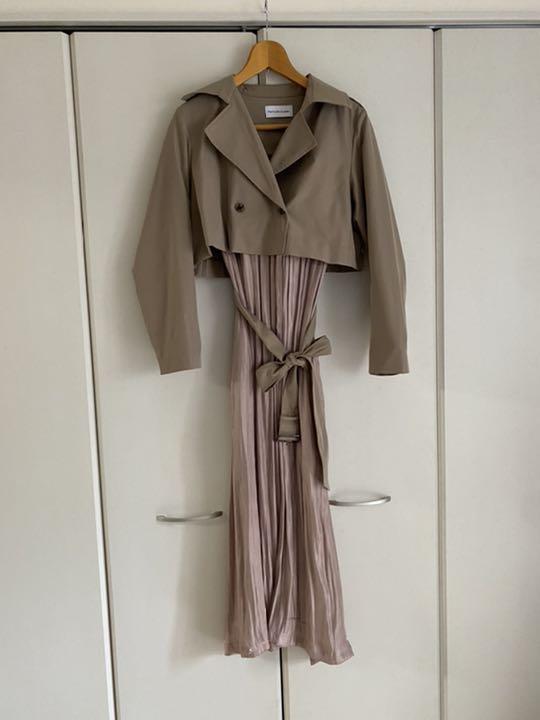 2022新款 Perfume Closet サテンコンビトレンチコート IuhjM-m41789533351 人気定番格安