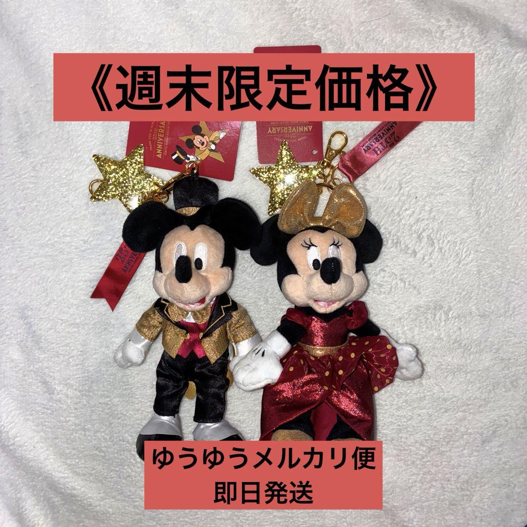 Disney ミキミニ　ぬいぐるみキーチェーン ディズニーストア 25周年 ミッキー ミニー ぬいぐるみキー
