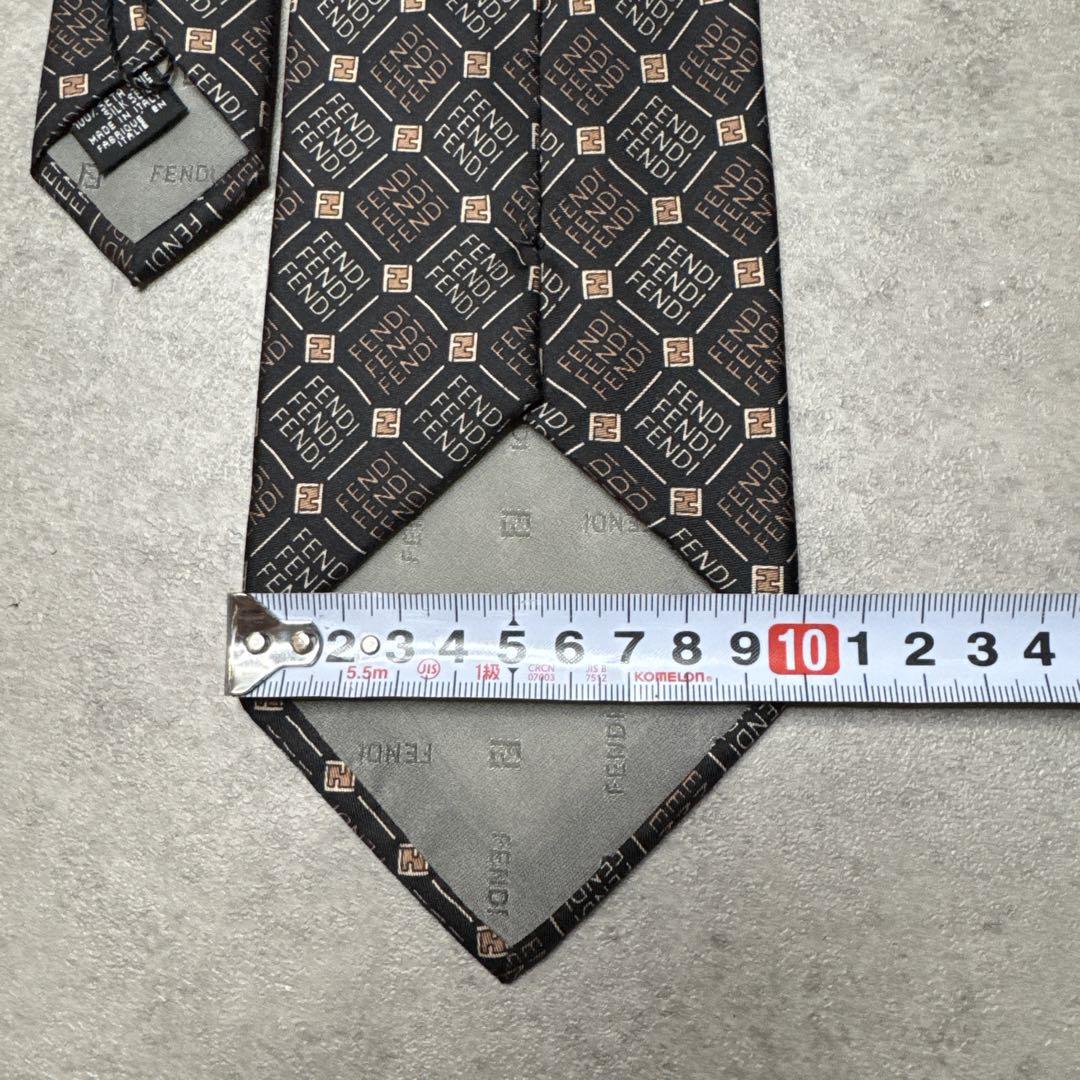 展示品新品！FENDI フェンディ　大人気 ズッカ柄　シルク ネクタイ