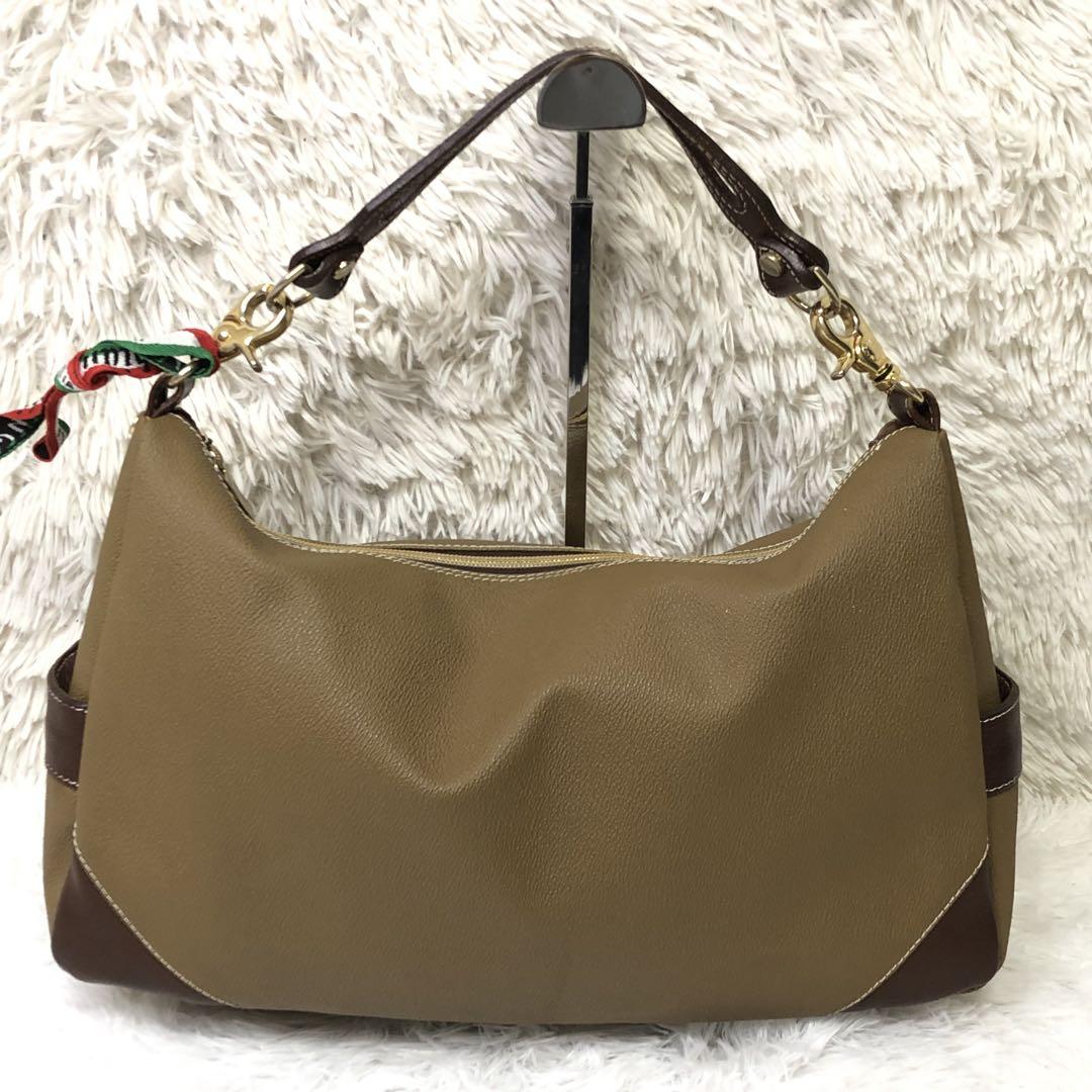 【オロビアンコ】美品✨️ショルダーバッグ ブランドロゴ 茶色 イタリア製 金金具