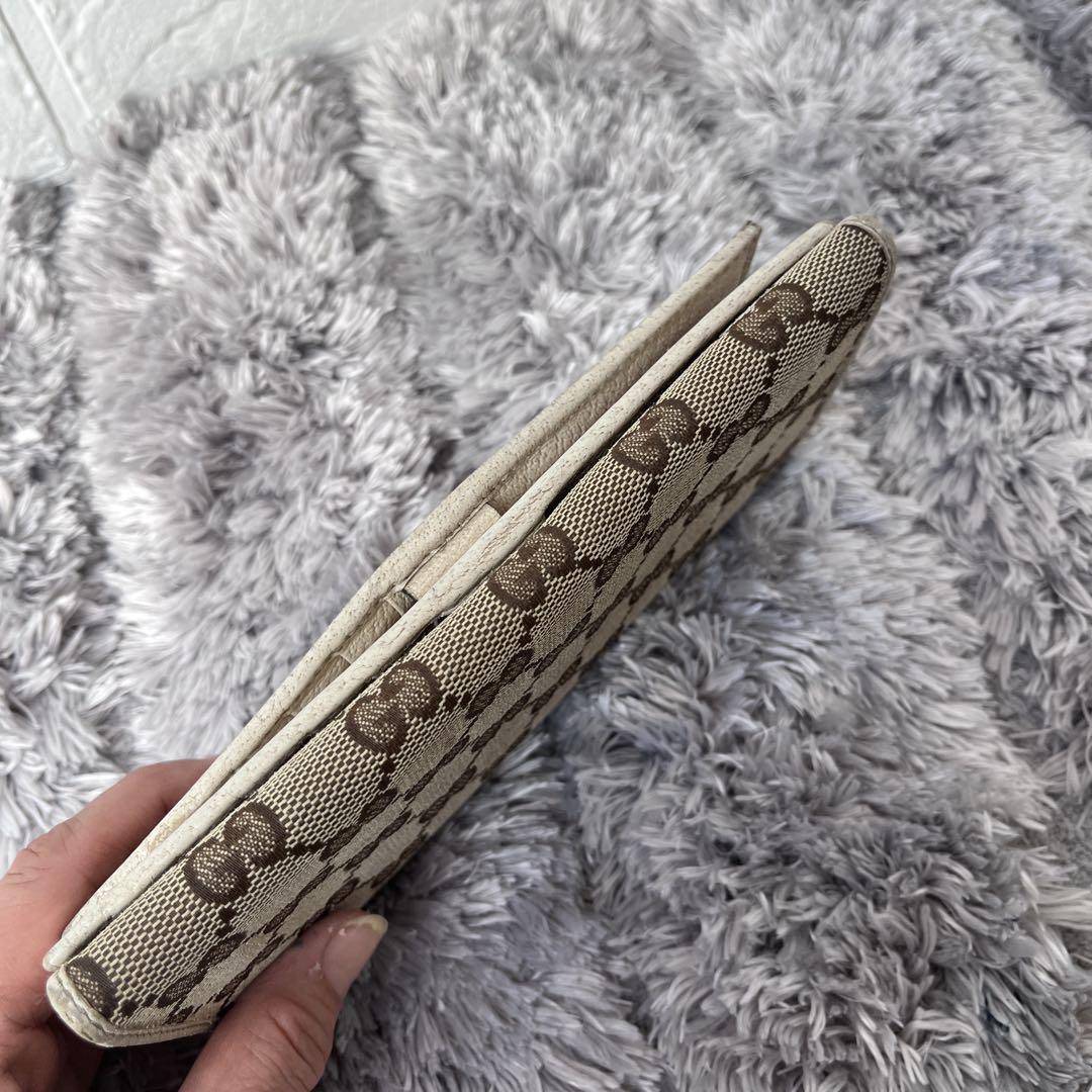 GUCCI✨長財布　GGキャンバス アイボリー　ロゴプレート　メンズ　レディース