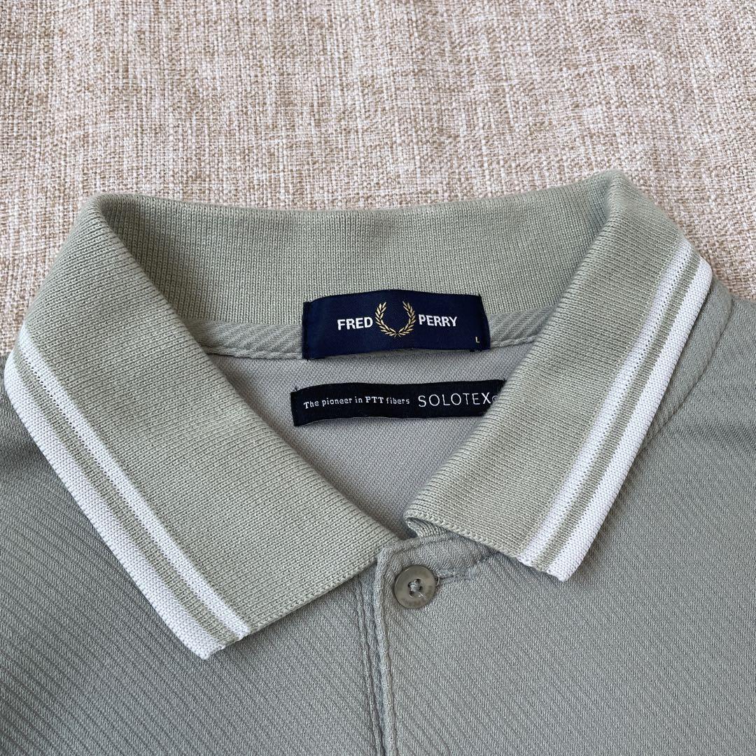 FRED PERRY Solotex カーキ ワンポイント ポロシャツ Lサイズ FRED PERRY Solotex カーキ ワンポイント ポロシャツ Lサイズ