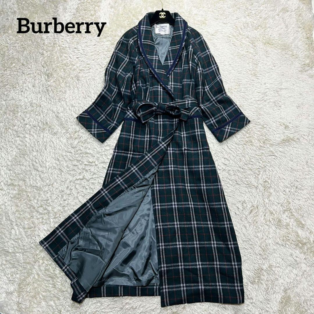 希少】 BURBERRY バーバリー ガウンコート ノバチェック ベルト付き 希少】 BURBERRY バーバリー ガウンコート ノバチェック ベルト付き