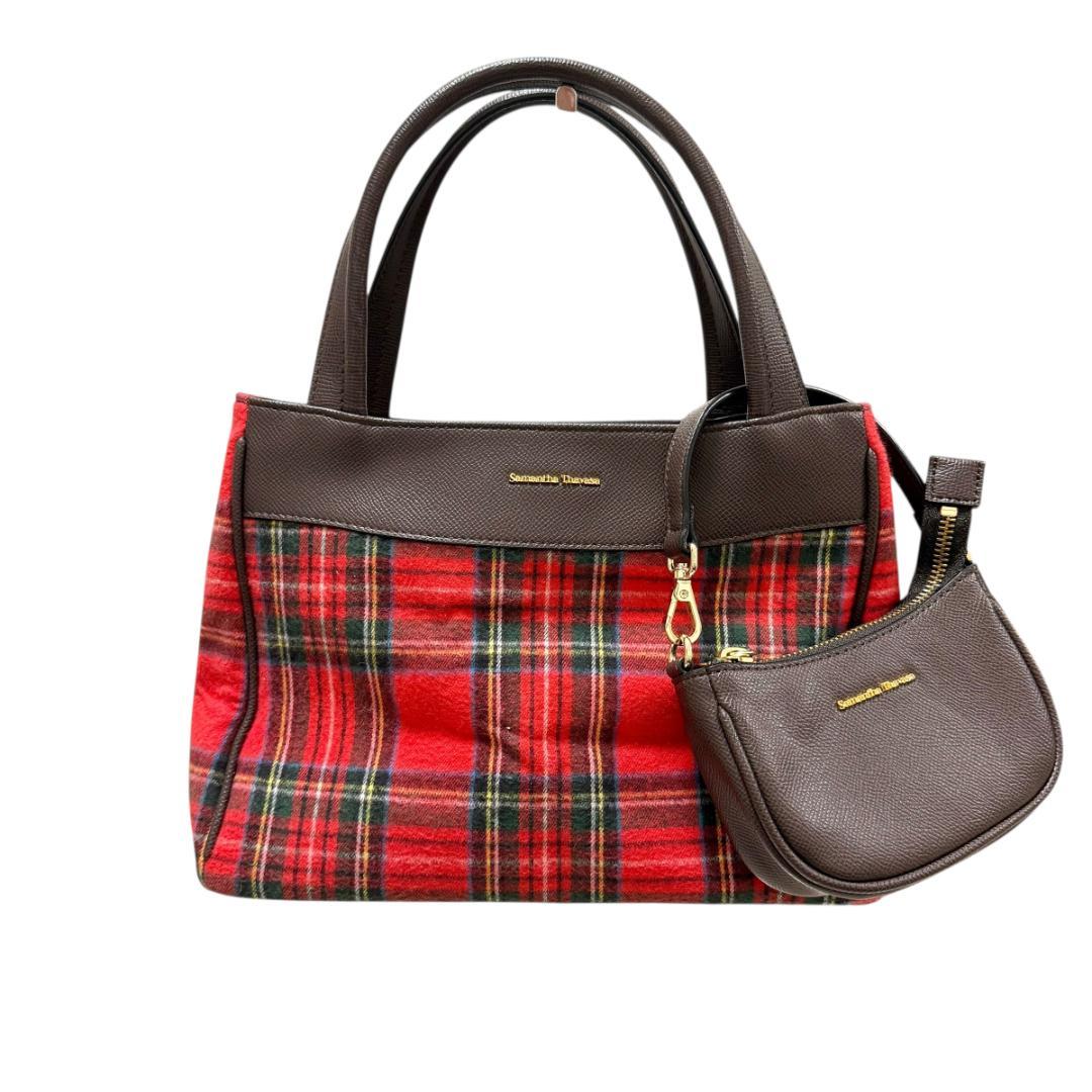 【美品】Samantha Thavasa チェック柄 トートバッグ ポーチ付き