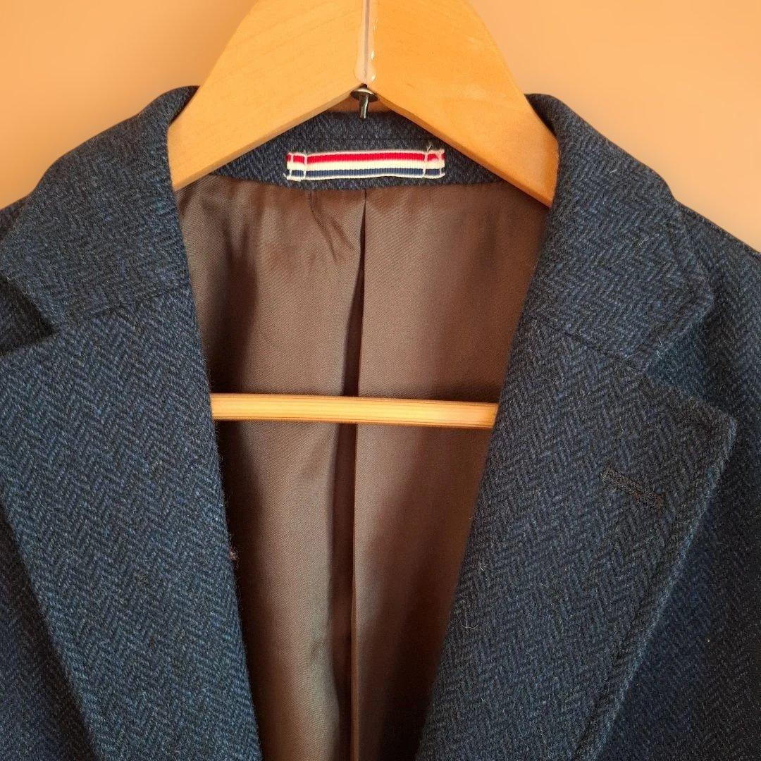 ■オリヒカ■ダークブルー■ヘリンボーン■ビジネスジャケット■LL ■オリヒカ■ダークブルー■ヘリンボーン■ビジネスジャケット■LL