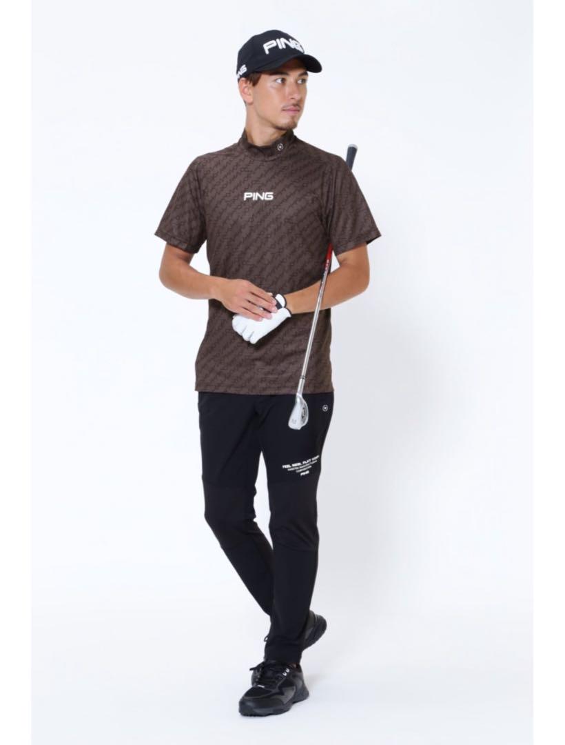 PING APPAREL ピン 総柄クールコア 半袖UVハイネックカットソー M