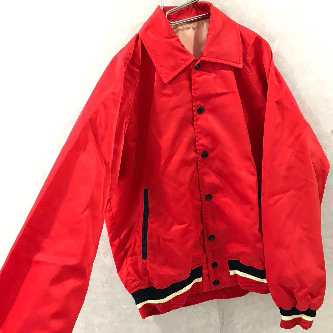 80s DESCENTE スタジャン ブルゾン ヴィンテージ レッド Ｌ