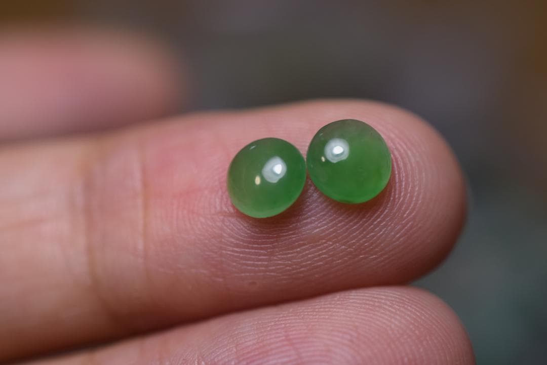 R23-155 氷種 ペア ミャンマー産 天然 A貨 楕円 緑 翡翠 ルース