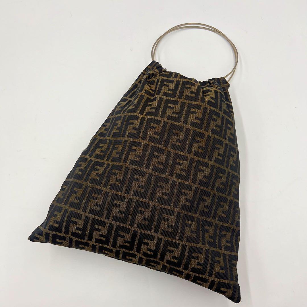 希少 FENDI フェンディ ハンドバッグ ズッカ サークル金具