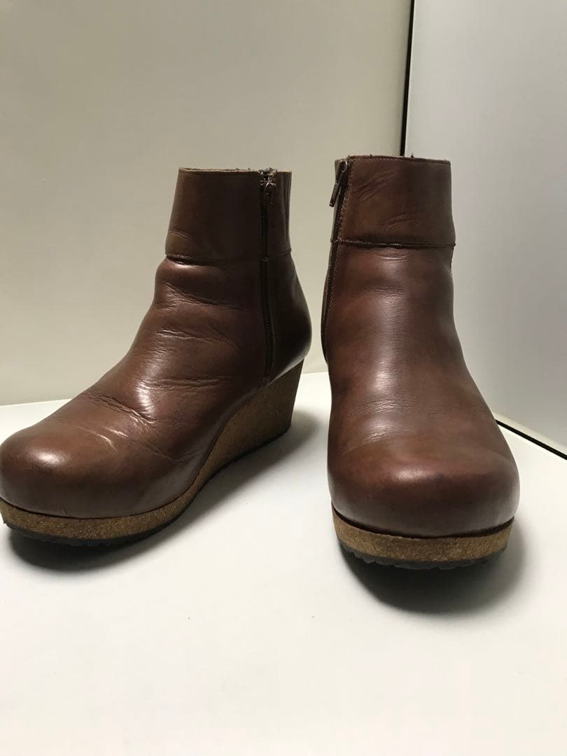 ビルケンシュトック　パピリオ ブラウンレザーショートブーツ　24.5cm