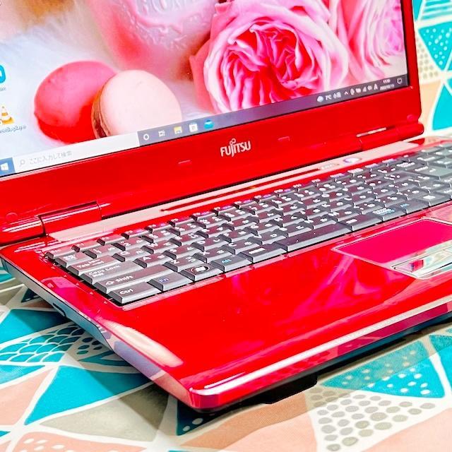 激安正規 富士通 ノートPC Office 編集できます! 人気の赤 - ノートPC