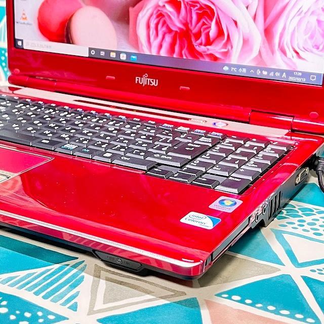 激安正規 富士通 ノートPC Office 編集できます! 人気の赤 - ノートPC