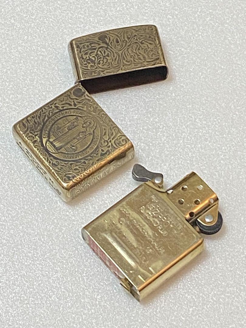 コンスタンティンエイジング仕上げアーマーzippo 全面加工ゴールドインナー