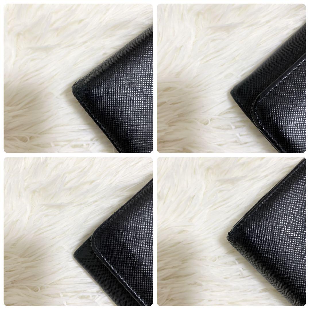 【極美品✨】プラダ 長財布 二つ折り財布 ゴールドロゴ レザー 黒 箱 カード