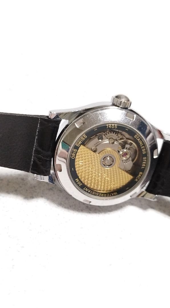 ORIS 　ポインターデイト 7405 自動巻　裏スケ【ベルト交換】【稼働品】