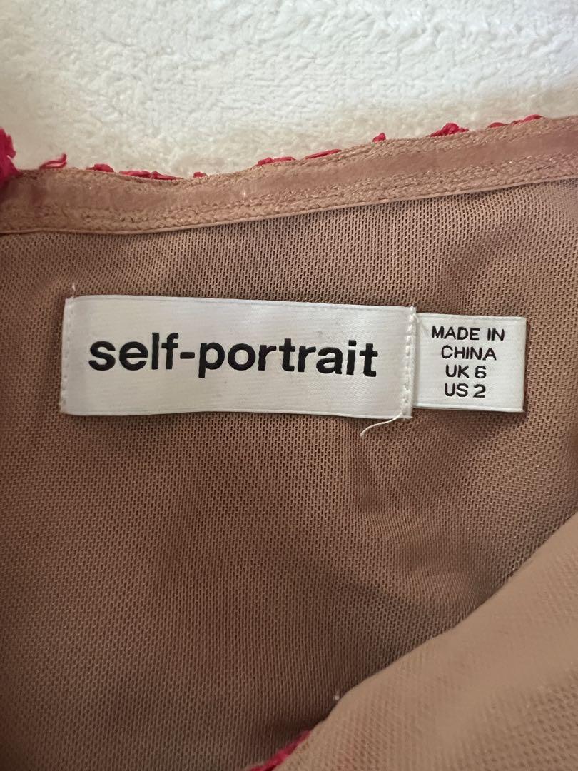 【SELF-PORTRAIT】英国発・上質 レッドファインレースミニドレス self-portrait レースミニドレス レッド UK 6