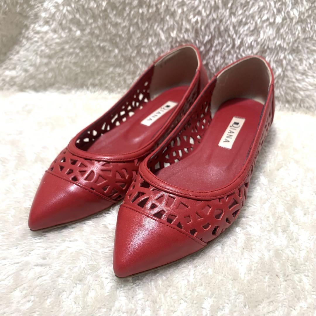 DIANA ダイアナ 本革 レザー 革紐 編み上げ ポインテッドトゥ